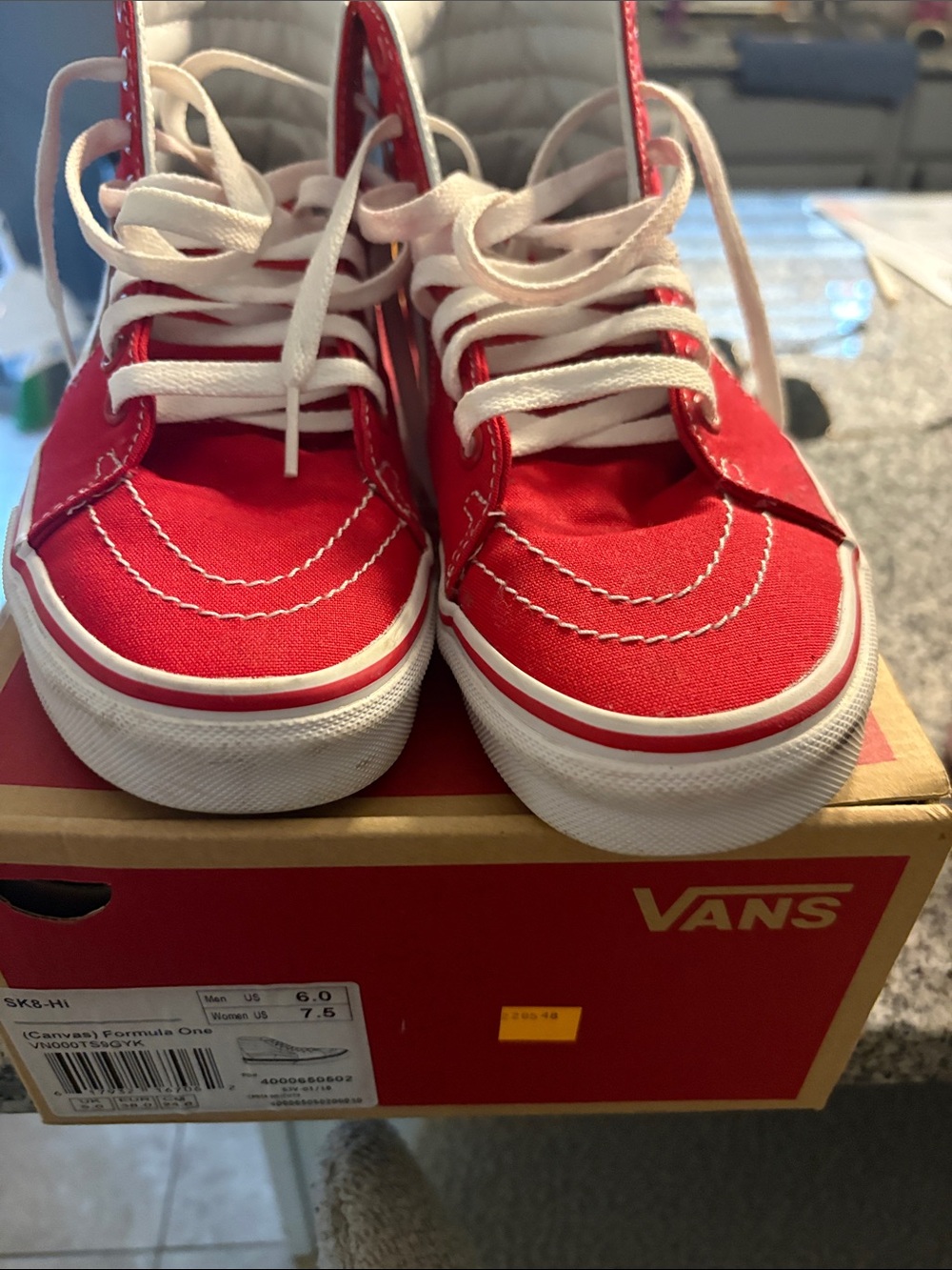 Vans Kids Red Canvas High-Top Sneakers with White Laces